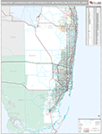 Miami-Fort Lauderdale-West Palm Beach Wall Map Premium Style